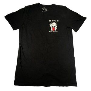 Riot Society Maneki Neko Lucky Cat Men's Black T-Shirt Size Small